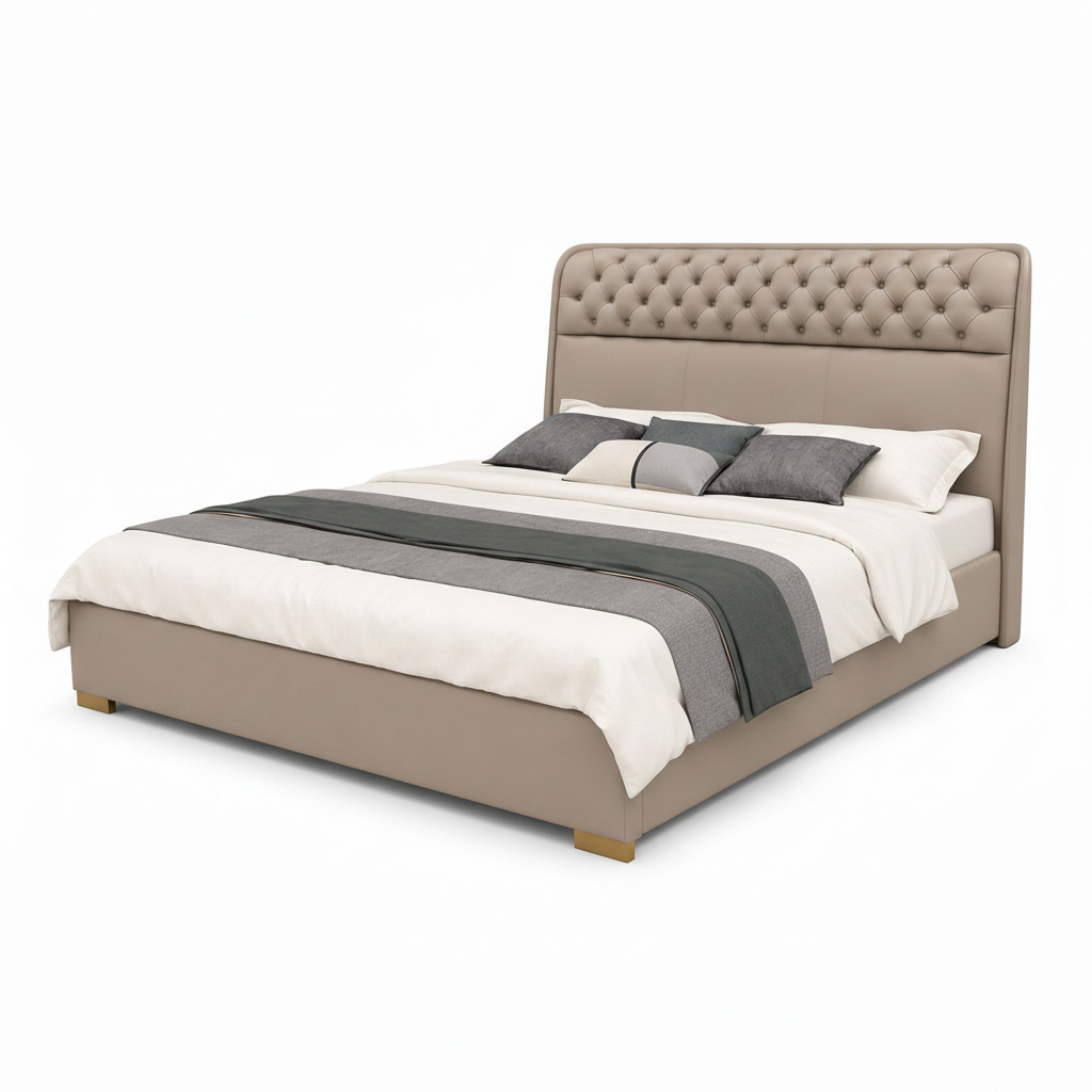 Westrane Bed three-quarter view with headboard right rear and footboard left front on a white background