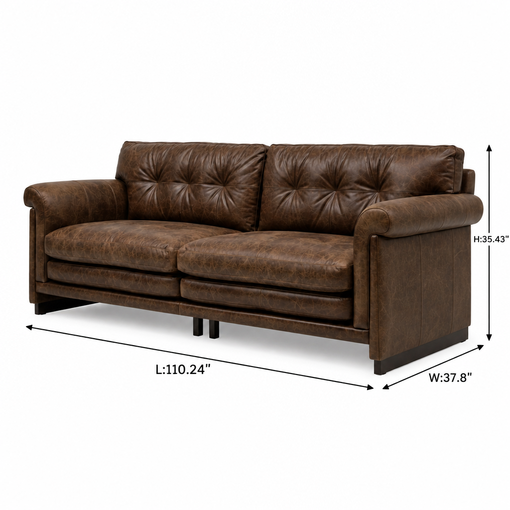 Wistere Sofa — dimensions on white background