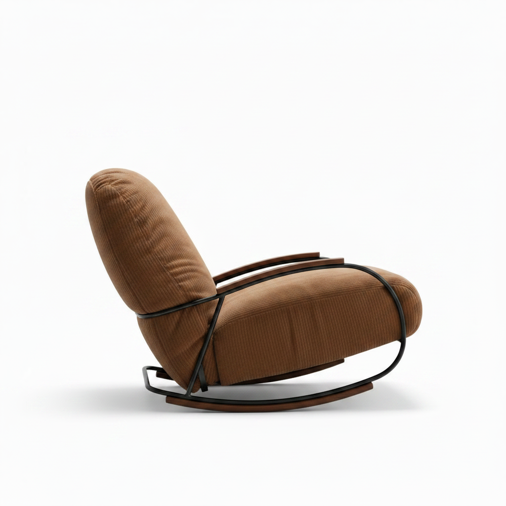 Wrenaro Accent Chair side view with the back facing left and the seating opening facing right.