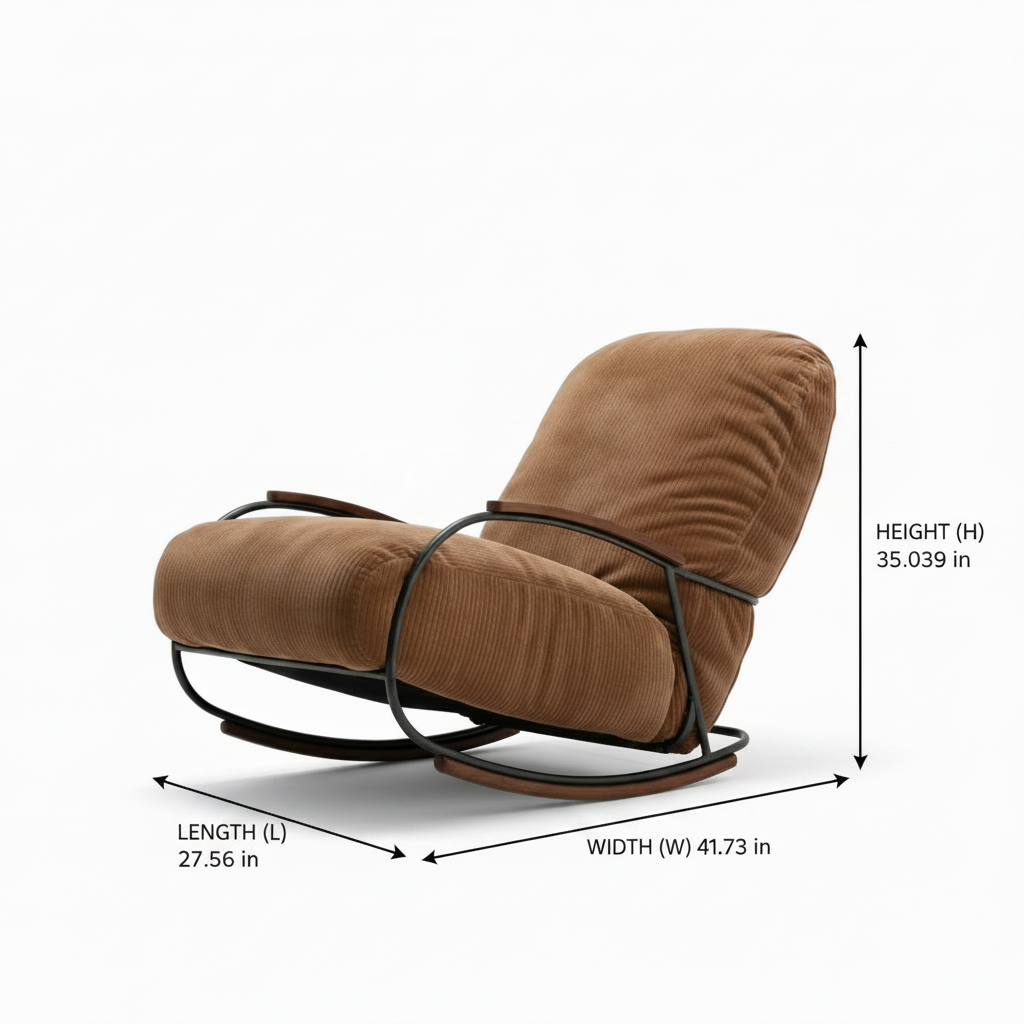 Wrenaro Accent Chair dimension diagram showing length 27.56 inches, width 41.73 inches, and height 35.039 inches on a white background.