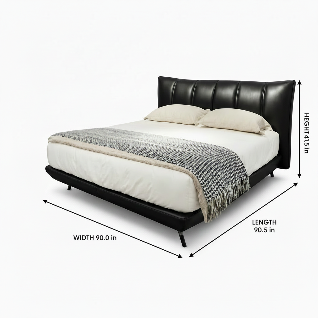 Wycliffe Bed dimension diagram with height at headboard