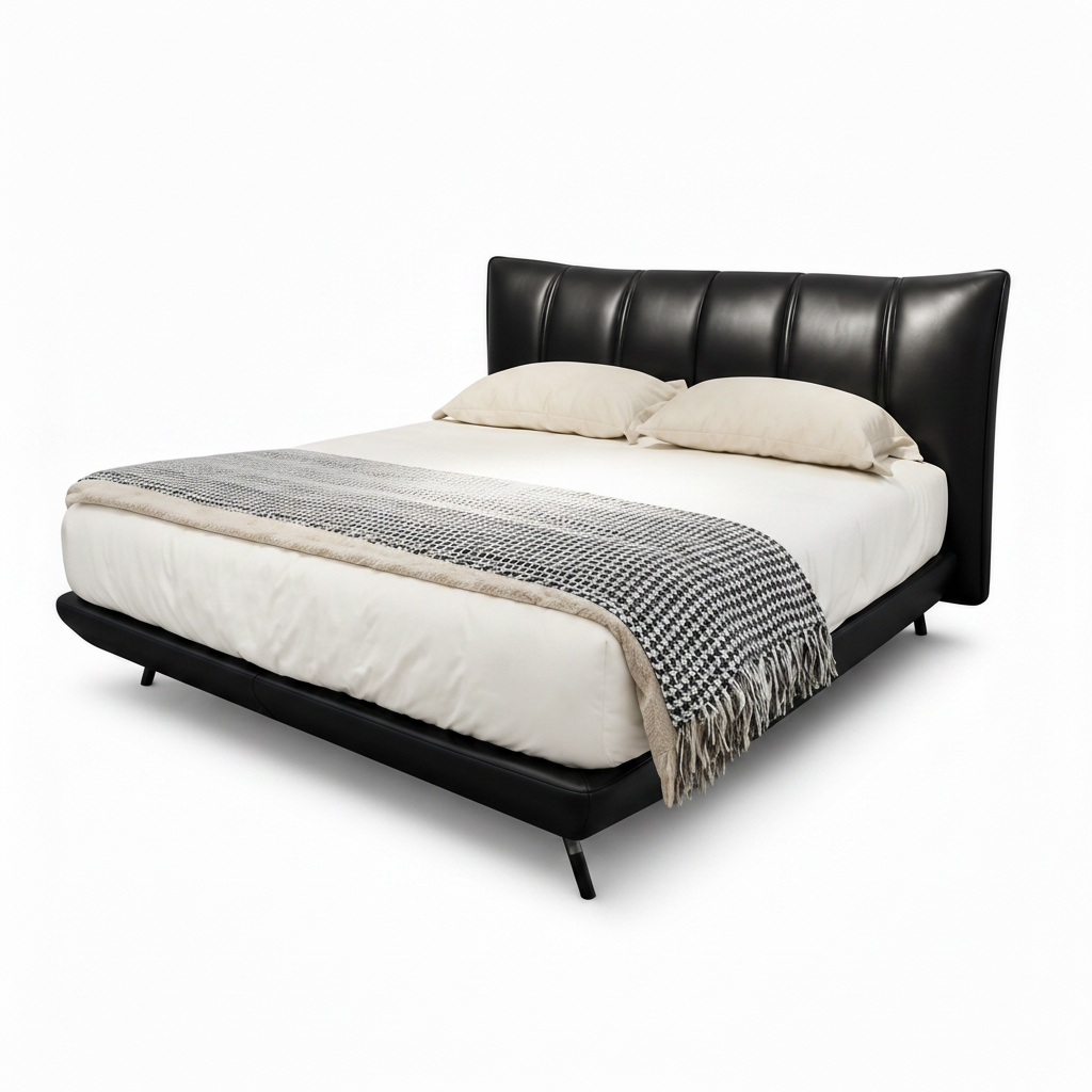 Wycliffe Bed three-quarter view with headboard upper right and footboard lower left on a white background