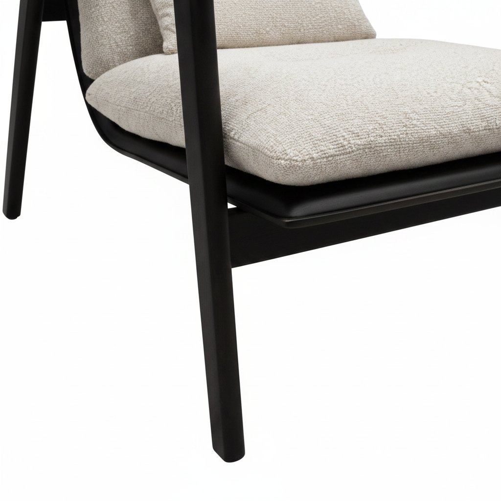 Xavaris Accent Chair wooden frame and leg detail showing the natural wood structure and sturdy support.