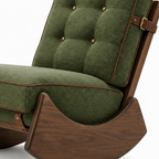 Xylaro Accent Chair close-up of green upholstery, tufted buttons, and leather fastener detail on a white background