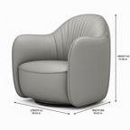 Yveron Leather Accent Chair dimension diagram showing length 34.65 inches, width 34.65 inches, and height 33.46 inches