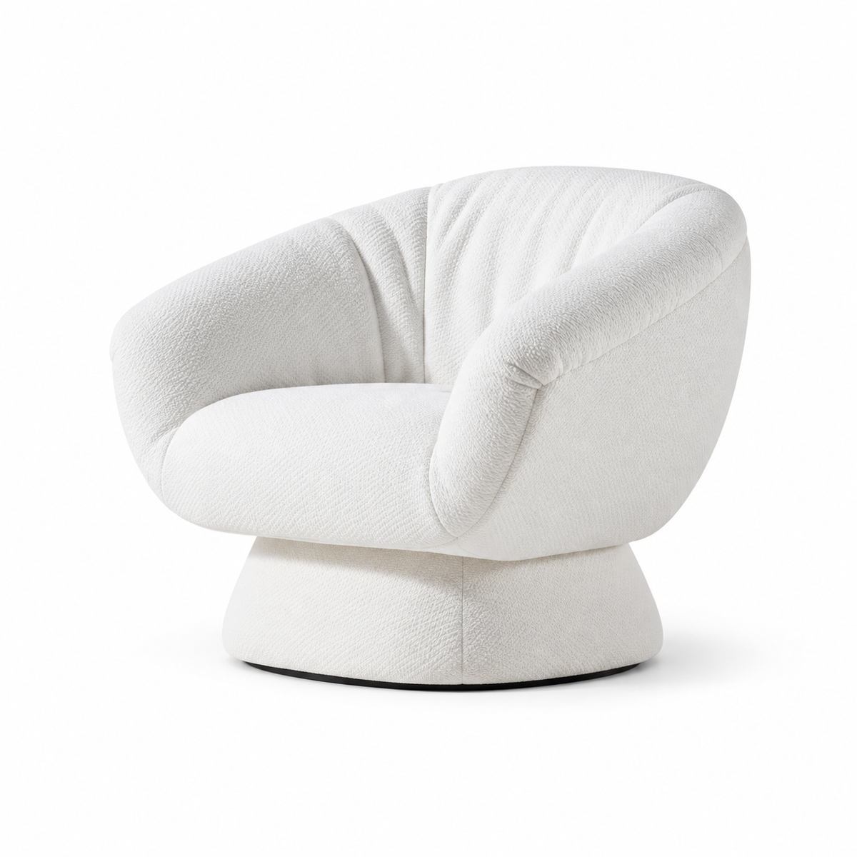 Zelmira Accent Chair — white upholstery, three-quarter view facing left
