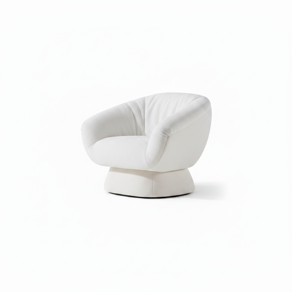 Zelmira Accent Chair side view with the back facing right and the seating opening facing left.