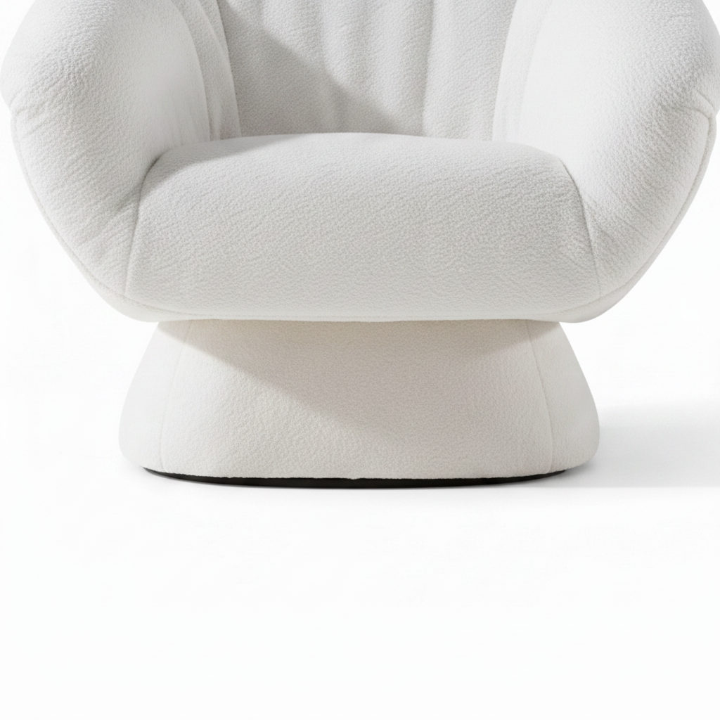 Zelmira Accent Chair base detail showing the central support and sturdy lower frame.