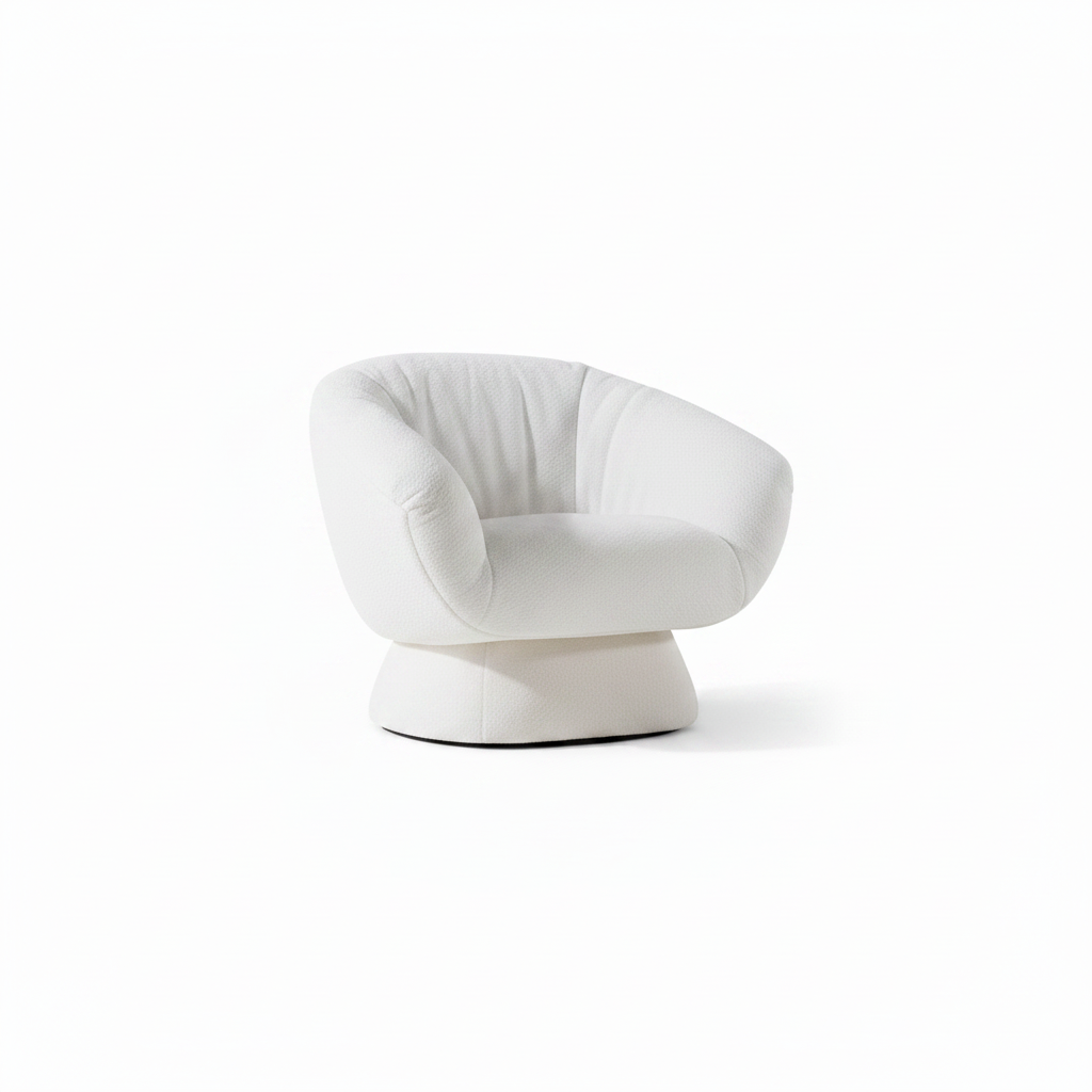 Zelmira Accent Chair opposite side view with the back facing left and the seating opening facing right.