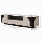 Zevrane TV Stand — dimensions on white background