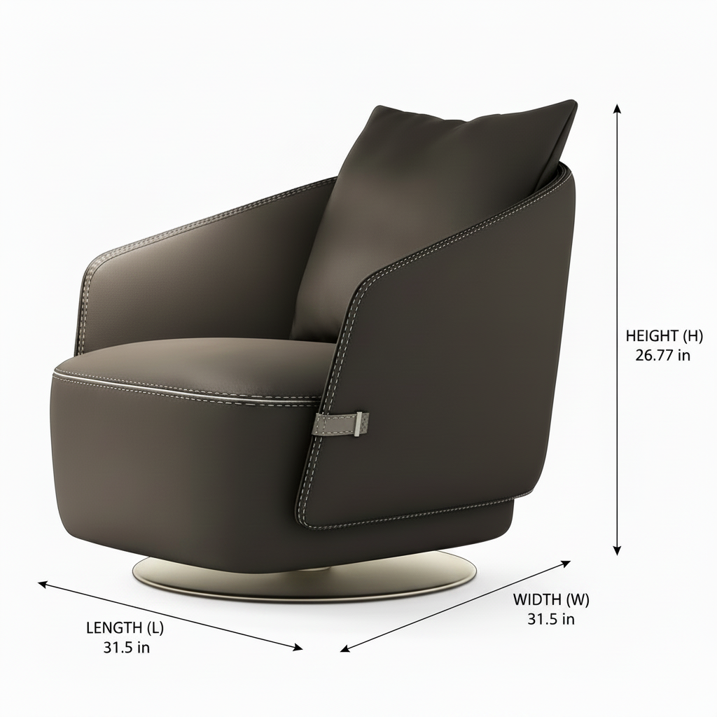 Zorenne Accent Chair dimension diagram showing length 31.5 inches, width 31.5 inches, and height 26.77 inches