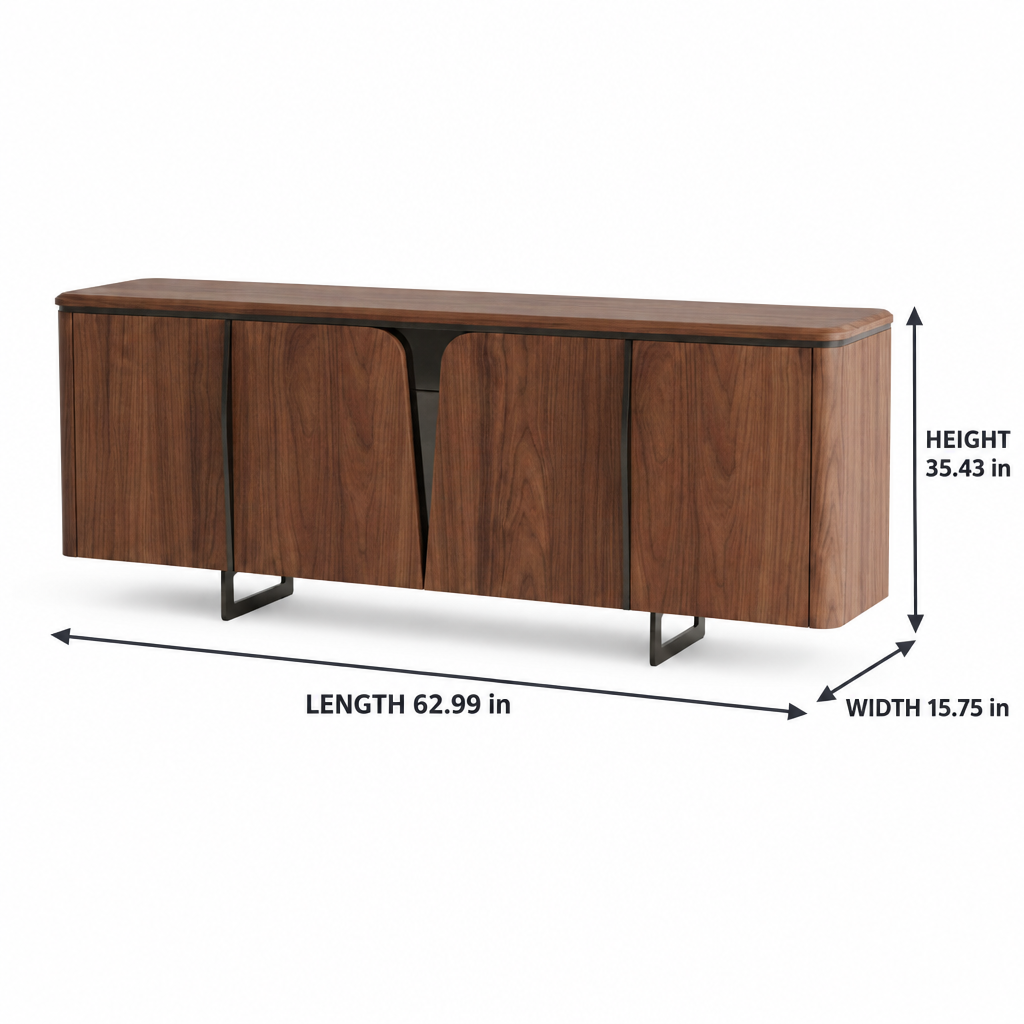 Zorvique Sideboard dimension diagram showing 62.99 in length, 15.75 in depth, and 35.43 in height.